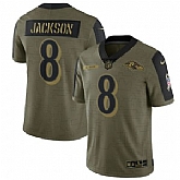 Nike Baltimore Ravens 8 Lamar Jackson 2021 Olive Salute To Service Limited Jersey Dyin,baseball caps,new era cap wholesale,wholesale hats